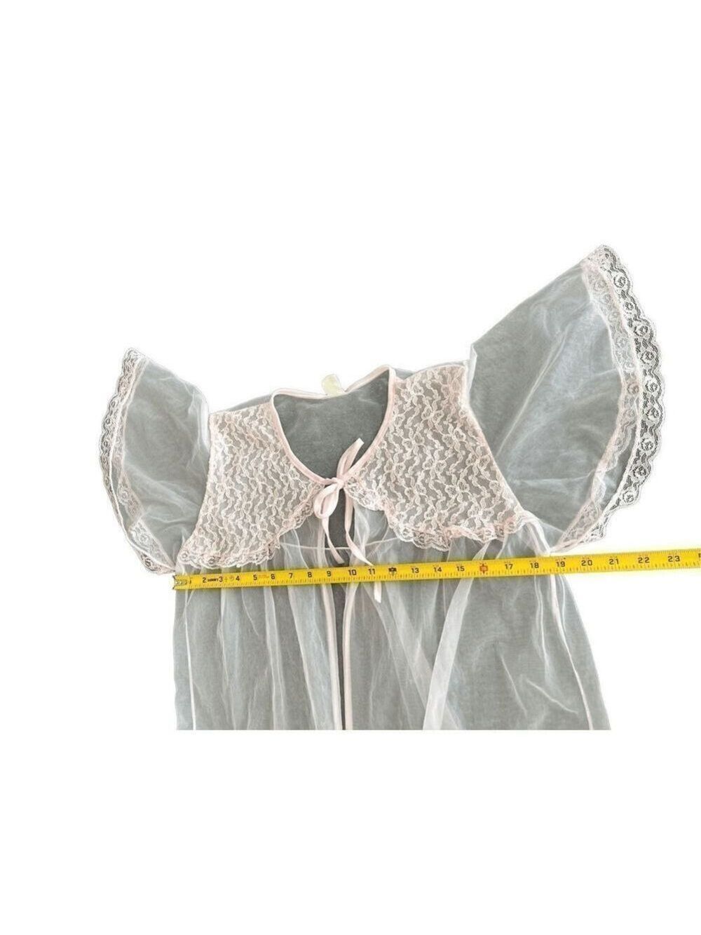 VTG 70s nightie pastel pink Peignoir size XL - Picture 9 of 10